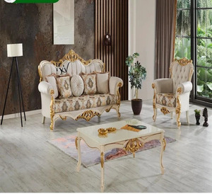 Canapé de mariage de luxe sculpté, fauteuil trône à dossier haut, capitonné doré, pour salon et banquets - Product Image 4