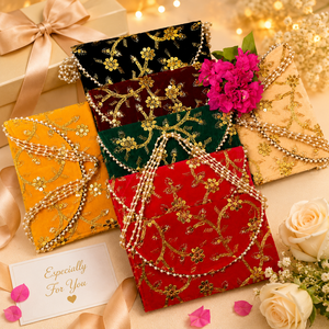 Bolso de mano indio bordado con zari, hecho a mano, dorado, para mujer, para bodas, fiestas nupciales, recuerdos y regalos. - Product Image 1