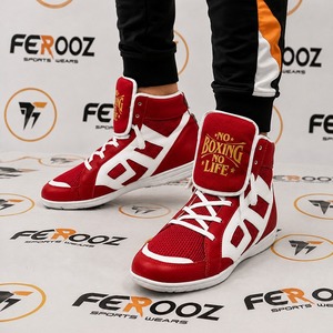 Zapatillas de Boxeo Profesionales Moradas y Doradas, Transpirables, de Caña Alta, para Entrenamiento, para Atletas Adultos - Product Image 4