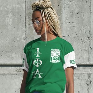 Camisa Personalizada de la Hermandad Iota Phi Lambda, Color Verde Esmeralda con Blanco, Camisa de la Hermandad Iota Phi Lambda Desde 1929 - Product Image 4