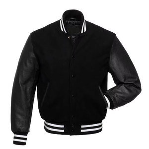 Veste universitaire personnalisée pour homme, corps en laine de qualité supérieure, manches en cuir, logo brodé, boutons pression, style universitaire, veste de baseball - Product Image 2