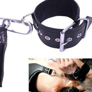 Real Leather Wrist and Thigh Restraints with Adjustable Buckle Straps - Product Image 6