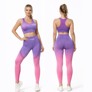 ชุดออกกำลังกายโยคะและเล่นกีฬาสำหรับผู้หญิงปี 2026 เสื้อชั้นในกีฬาไร้ตะเข็บและกางเกงเลกกิ้งเอวสูงแบบไล่เฉดสี - Product Image 1