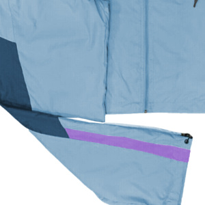 Ensemble de survêtement unisexe léger en polyester/nylon, à capuche, imprimé délavé, color block violet et bleu, manches longues, avec cordon de serrage - Product Image 4