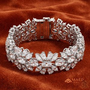 สร้อยข้อมือเทนนิสประดับมอสซาไนต์ลายดอกไม้สีเงินสำหรับผู้หญิง สร้อยข้อมือแบบโซ่เส้นเล็ก เครื่องประดับแฟชั่น ของขวัญวันครบรอบแต่งงาน สไตล์เก๋ไก๋ - Product Image 2