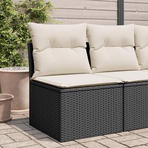 Sofá de Jardín Pequeño Resistente a los Rayos UV, Materiales de Ratán PE Negro, Muebles Duraderos y Elegantes para Exteriores - Product Image 1