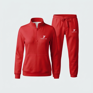 Conjunto Casual de Dos Piezas para Mujer, con Cierre de Cremallera de un Cuarto, Mangas Largas, Logotipo Personalizado, Diseño Sólido, Secado Rápido y Transpirable - Product Image 6