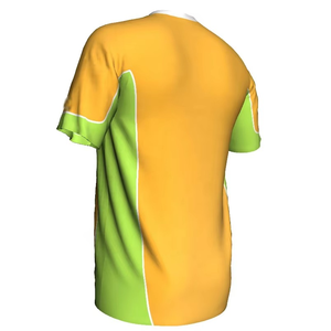 Maillot de football unisexe à col montant, bretelles réglables, broderie 3D, nom d'équipe personnalisé, coloris contrastés jaune-vert, manches courtes, anti-humidité - Product Image 2