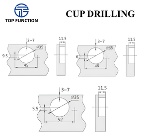 บานพับไฮดรอลิกแบบยึดติด TOP FUNCTION Universal 30/45/90 องศา พร้อมระบบปิดแบบนุ่มนวล สำหรับบานตู้ครัวทันสมัย - Product Image 5