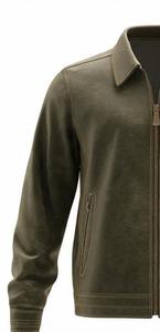 Veste en cuir véritable pour homme, col rabattu, fermeture éclair, style décontracté, couleur unie, coupe classique, pour l'automne - Product Image 3