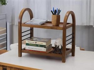 Organizador de Almacenamiento de Bambú de 2 Niveles, Estante de Madera para Cocina, Baño, Oficina, Escritorio, Encimera - Product Image 2