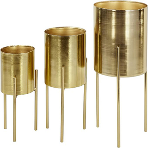 Metal Indoor Outdoor <b>Planter</b> <b>Large</b> <b>Planter</b> Pot with Removable Stand, Set of 3 <b>Planters</b> - Product Image 1