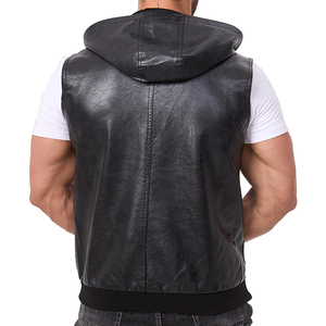 2026 Men's <b>Leather</b> <b>Vest</b> Customized Genuine Biker Motorcycle Thick Winter Knitted Wear With Pocket Decoration OEM Serviced - Product Image 3