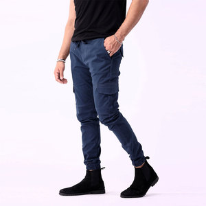 Pantalones Cargo Azul Marino para Hombre, Cintura Elástica, Múltiples Bolsillos, Estilo Jogger Informal, Tela de Lona Transpirable, Ropa de Otoño - Product Image 5