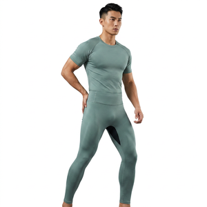 Men's Full Length <b>Compression</b> <b>Leggings</b> Solid Color High Waist Elastic Waist Spandex Nylon Material - Product Image 2