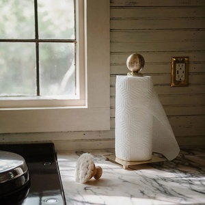Ensemble d'accessoires de salle de bain modernes en colonne avec design géométrique en forme de boule et finition dorée polie pour la décoration de la vanité - Product Image 4