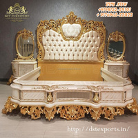 Lit moderne en teck taille king avec tables de chevet, meubles de chambre confortables, ensemble de chambre de luxe