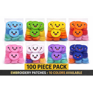 SmileyBud Cute Cartoon Face Embroidered <b>Patch</b> – 2.5 Inch Iron-<b>On</b>/<b>Sew</b>-<b>On</b>, Colorful <b>Patches</b> for Clothes, Bags, Hats, DIY Crafts - Product Image 1