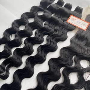 วิกผมดิบสีดำธรรมชาติ100% ต่อผมมนุษย์แบบมัดผมทรงหลวมสไตล์เวียดนาม - Product Image 4