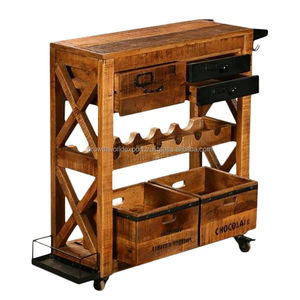 Carrito de Servicio Huston de Madera Maciza con Ruedas, Diseño Moderno para Té y Comida, Uso en Cocina 2026 - Product Image 1