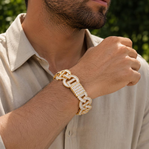 สร้อยคอผู้ชายแบบ Cuban Link ชุบทอง 18k ประดับเพชรโมอิสซาไนต์ทรงกลมเจียระไนแบบ Brilliant Cut ดีไซน์หรูหราสำหรับใส่ทุกวัน - Product Image 2