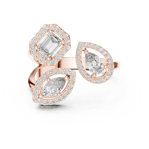 Parure de bagues en or rose 18 carats plaqué rhodium avec diamants de laboratoire fantaisie, taille mixte, certifiés, pour fiançailles et mariage - Product Image 1