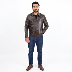 2026 Latest High Street Style Men's Cow Skin Leather Jacket Winter Solid Breathable <b>Sherpa</b> <b>Lined</b> Fur Trimmed Popular Simple - Product Image 6