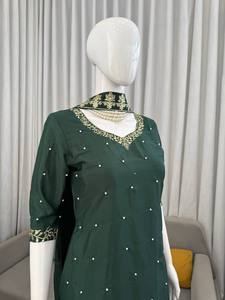 Conjunto de Top y Pantalones Palazzo de Crepé Reversible de Secado Rápido y Elástico TENNECY, Ropa India para Mujer, Conjunto con Dupatta para Boda/Uso Casual - Product Image 6