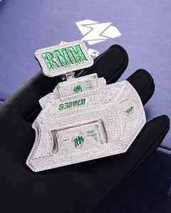 Collar con Colgante de Diamantes Moissanite VVS Sólidos en 3D, con Letras, de Plata de Ley 925, Estilo Hip Hop, de Lujo y Personalizado - Product Image 4