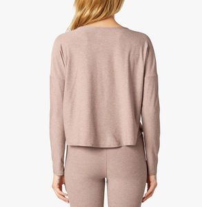 Women's Solid Crew Neck Long Sleeve Top Lightweight Cotton Spandex Casual Spring Wear - Product Image 4