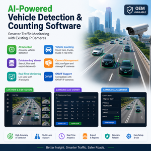 AI Vehicle Detection & Counting Software for Traffic Monitoring System | Works with ONVIF <b>IP</b> <b>Cameras</b> | OEM Available - Product Image 1