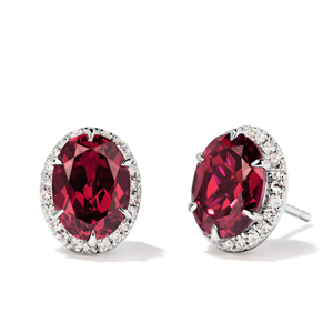 Elegant Oval Garnet <b>Stud</b> Earrings 925 <b>Sterling</b> <b>Silver</b> Classic Women's Gemstone Jewelry Gift - Product Image 2