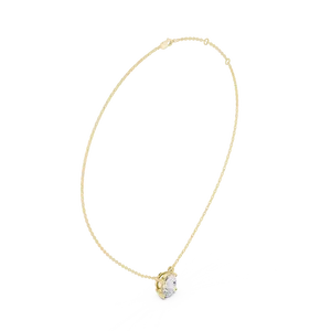 Pendentif solitaire en diamant de laboratoire taille ovale, or massif 10K 14K 18K, bijoux fins pour femme, accessoires, cadeau, chaîne incluse - Product Image 2