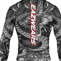 Vente en gros de maillots de compression à manches longues pour entraînement MMA, sublimation, étiquette privée, usine de vêtements de sport, maillots de compression MMA pour hommes