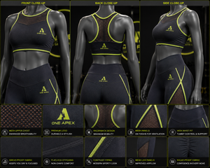 Women Mesh Panel Gym Yoga Set High Waist Leggings Sleeveless Sports Bra Fitness Activewear Set - Product Image 5