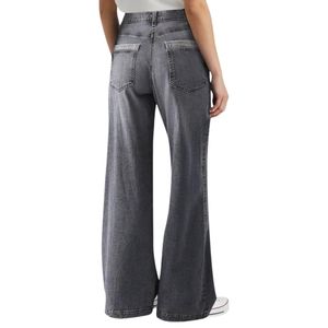 Jeans de Mezclilla para Mujer, 100% Algodón, Pantalones Anchos Personalizados, Lavado Oscuro, Silueta Relajada, Estilo Casual Urbano - Product Image 2