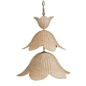 Wholesale Tiered Floral Rattan Lampshade 3 Layer Petal Pendant <b>Light</b> Shade Creative Handcrafted Hanging <b>Ceiling</b> Chandelier - Product Image 1