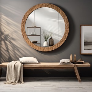 Handmade Glass & Crystal Hand-Carved <b>Round</b> <b>Wall</b> <b>Mirror</b> with MDF Backing Contemporary Design-REHMAN CRAFT - Product Image 5