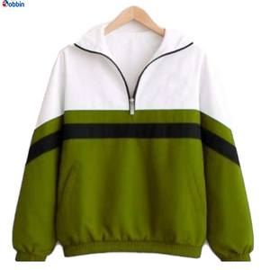 Chaqueta Cortavientos de Alta Calidad para Mujer, Estilo Racer, Verde y Blanco, Bloques de Color, Manga Larga, Cremallera, Capucha, Reversible, Ecológica, de Seda - Product Image 4