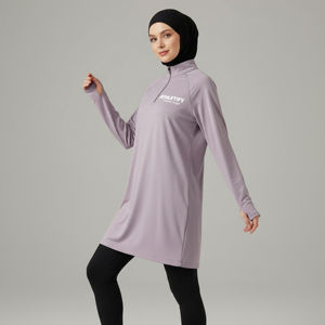 Chemise à manches longues pour femmes, modeste, avec trous pour les pouces, confortable, respirante, tendance, vêtements modestes pour musulmanes, styles de vie actifs, sports - Product Image 1