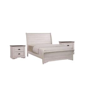 Letto a slitta matrimoniale contemporaneo con finitura grigio gesso, testiera curva orizzontale con linee leggermente inclinate, in legno - Product Image 6