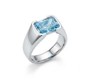 Bague unisexe en or blanc 14 carats avec diamant de laboratoire taille radiant bleu vif fantaisie de 3,00 carats, certifié IGI, clarté F VVS2, pour usage quotidien - Product Image 1