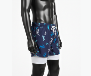 Shorts de Playa Personalizados para Hombre, Sublimados, 2 en 1, Shorts de Natación con Leggings de Compresión, Forro Interior, Secado Rápido, 100% Poliéster Satinado - Product Image 2