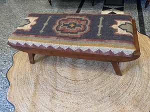 Banco Plegable de Yute y Lana Tejido a Mano – Asiento Decorativo de Madera Estilo Boho para Pasillo, Dormitorio y Sala de Estar - Product Image 5