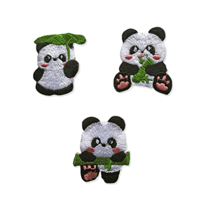 Ensemble de patchs en PVC brodés personnalisés en forme de panda pour vêtements, sacs, chapeaux - Product Image 1