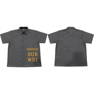 Chemise à manches courtes jaune avec logo personnalisé, chemise en coton imprimée pour hommes, streetwear décontracté, vente en gros - Product Image 4