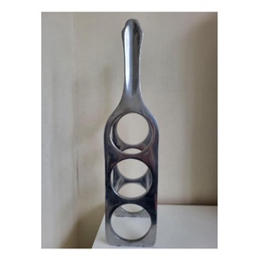 Estante de vino de aluminio Rectangular dorado, soporte para 3 botellas, estante de mesa, almacenamiento, Banco de mesa de pie para Bar y regalos - Product Image 2