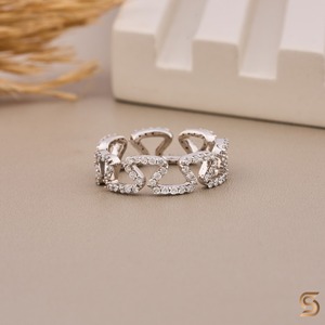 Moissanite Zigzag Wave Band <b>Ring</b> 14K Solid Gold Designer <b>Statement</b> <b>Ring</b> for Women - Product Image 5