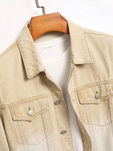 Chaqueta Vaquera para Hombre, Precio Económico Directo de Fábrica, Abrigo Vaquero Personalizado, Ropa Exterior Informal de Moda, Venta al por Mayor, Logotipo Frontal, Acabado Lavado - Product Image 4