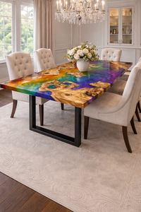 Epoxy Resin River Dining Table Live Edge Wood Handmade Kitchen Slab Custom Luxury Meeting Room Furniture Elegant Office Desk - Product Image 2